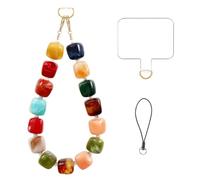Btysun Wrist Strap for Phone Case Chunky Beaded Phone Charm Wrist Strap with Tether Tab Chic Statement Large Bead Cellphone Camera Lanyard Y2K Trendy Stuff for Mom Daughter Friends Her