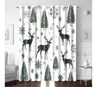 BTYWH Blackout Curtains for Kids Bedroom, Forest Tree Elk Thermal Insulated Noise Reducing Drapes for Living Room, Room Darkening Printed Window Treatment Eyelet Top, 87 x 85 Inch