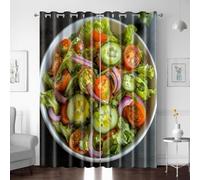 BTYWH Blackout Eyelet Curtains for Bedroom Living Room, Super Soft Thermal Insulated Noise Reducing, Vegetables Cucumber Onion, Room Darkening Curtains, Kids Room 102 x79 inch 2 Panels Ring Top