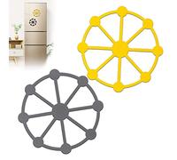 BTYYIHEX Magnetic Silicone Trivet Mat, 2-Pack Round Yellow Silicone Trivets for Hot Pots and Pans, Double-Sided Black & Red, 7 inch