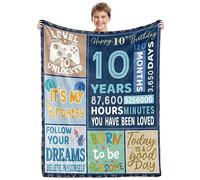 BTZO 10th Birthday Gifts for Boys,Blue Happy 10th Birthday Blanket,10 Year Old Boy Girls Gift Ideas,10th Birthday Decorations Gift Throw Blanket for Teen Son Grandson Nephew 50"x60"