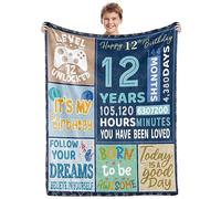 BTZO 12th Birthday Gifts for Boys,Blue Happy 12th Birthday Blanket,12 Year Old Boy Girls Gift Ideas,12th Birthday Decorations Gift Throw Blanket for Teen Son Grandson Nephew 50"x60"
