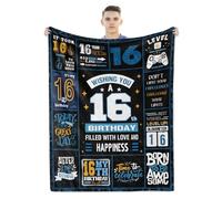 BTZO 16th Birthday Gifts for Boys,16th Birthday Gift Ideas for 16 Year Old Boys,Black 16th Birthday Decorations Throw Blanket for Teen Son Grandson Nephew