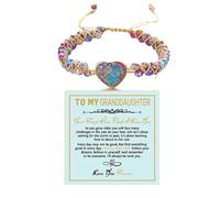 BTZY for My Granddaughter “You are Always in Mine Beads“ Bracelet, Natural Emperor Jasper Stone Beaded Wrap Bracelet Duoble Layer for Mind Peace,Bracelet for Granddaughter, Adjustable, Stone, no