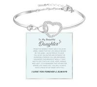 BTZY To My Daughter Forever Connected Bracelet,Infinity Love Cuff You Are Always In Mine Heart Cubic Zirconia Bracelet from Mom, Adjustable Inspirational Gift Jewelry for Daughter, Adjustable