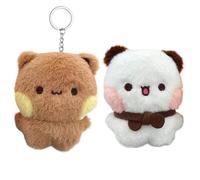 Bu-bu Du-du Plush Toy 2Pair, Bu-bu Du-du Plush Pillow Keychain, Cartoon Bear Plush Pendant, Stuffed Panda Doll for Backpack Keyring for Kids