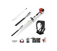 BU-KO 52cc Long Reach Petrol Hedge Trimmer with 2x 75cm Extensions - 10-12 ft Reach, Hardened Steel Blade, PPE Kit, Toolkit & Harness