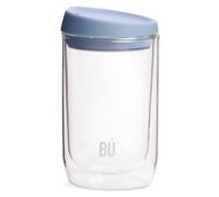BU Products Reusable Double Walled Glass Coffee Cup | Travel Mug | Splash Proof Antibacterial Lid | BPA Free | Cappuccino Latte Flat White Glass Mugs | Vacuum Insulated | 12oz/340ml Blue