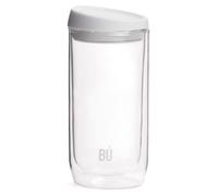 BU Products Reusable Double Walled Glass Coffee Cup | Travel Mug | Splash Proof Antibacterial Lid | BPA Free | Cappuccino Latte Flat White Glass Mugs | Vacuum Insulated | 16oz/454ml Snow White