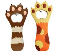 Buaak 2pcs Cat Magnetic Bottle Opener, Magnetic Bar Blade, Creative Cat Scratching Refrigerator Magnet, Funny Beer Opener for Coke, Kitchen Barware, Cat Gifts for Women/Men (Brown and Yellow)