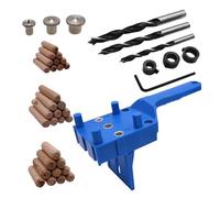 Buaak 41 Pcs Dowel Jig, 6/8/10mm Wood Dowel Jig Kit, Pocket Hole Jig, Metal Sleeve Handheld Drill Guide Bit Tools, Drill Guide Kit, Doweling Hole Saw Tools, for Exact Joinery (Blue)