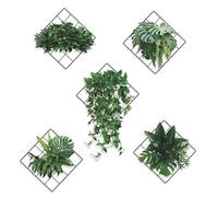 Buaak 5 Pcs Bathroom Wall Stickers, 3D Wall Art, Monstera, Hanging Pothos Ivy Grid Wall Decor Decal, Removable Self-Adhesive Plant Wall Art, Green Wall Art for Bedroom, Living Room, Kitchen, Office