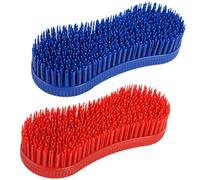 Buaak Magic Horse Grooming Brush Set, 2 Pcs Blue and Red Plastic Brushes, Brushes for Grooming, Durable Hors e Groomin g Brus-h Equestrian Massage Tool for Hors-e Groomi-ng Care