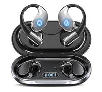 BUABMEQ AI Language Translation Earbuds Bluetooth 5.4 Real Time Open Ear Headphones, Translator for 144 Languages & Accents,LED Digital Display Charging, Long Battery Life, Fit iOS and Android, Black
