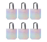 Buachois 10Pcs Glossy Reusable Gift Bags Set, Metallic Bling Design Non Woven Fabrics Tote Bulk with Handles Sturdy Base for Parties Birthday Wedding Holiday Anniversary (Silver)