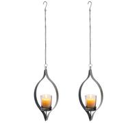 Buachois 2 Pcs Metal Hanging Candle Holder Vintage Hanging Tealight Candle Lanterns Iron Sconce Tea Light Stand for Home Garden Backyard Pergola Patio Umbrella Tree Window Decor