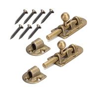 Buachois 2PCS Brass Door Latchs Home Security Antique Window Bolts Vintage Pure Copper Multifunction Buckle Sliding Lock Gate Sliding Bolt Latch Warehouse Internal Door