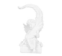 Buachois Angel Resin Statue, 18 X 10 X 8cm Vintage Feather Wings White Angel Figurine, Significant Memorial Angel Sculpture for Lawns, Gardens, Gazebos Decoration