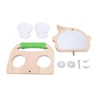 Buachois Bird Mirror Perch with Feeder Bowl, Solid Wood Handmade Hanging Platform, Interactive Toy Feeding Station for Parrot Cage, Suitable for Cockatiel Lovebird and Other Bird A