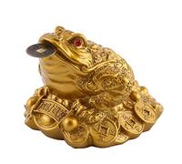 Buachois Chinese Feng Shui Money Frog Thriving Business Wealth Lucky Three Legged Coin Toad for Home Office Decoration House Warming Store Opening Gift (6 * 6 * 5)