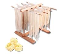 Buachois Collapsible Wooden Noodle Drying Rack, 15.4 X 8.7 X 11.8in, Beechwood, Foldable Prevent Slipping for Home Kitchen Pasta Making