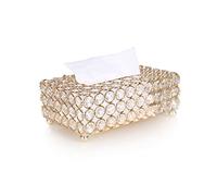 Buachois Crystal Box Dazzling Rectangular Transparent Decorative Tissue Case Jewelry Treasure Storage Holder Crafts Home Decor(Glod)