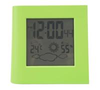 Buachois Digital Alarm Clock,Solar Battery Dual Energy Alarm Clock with Temperature and Humidity Sensor，Weather Forecast Temperature Humidity Alarm Clock for Home Greenhouse(Green)