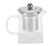 Buachois Glass Teapot with Stainless Steel Filter, Square Heat Resistant Borosilicate Tea Kettle for Home Office Use, 1.2L Capacity (350ml)