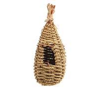 Buachois Grass Woven Bird Nest,Grass Hand Woven Hummingbird Finch House,Nature Hanging Hand Woven Hummingbird Nest for Outdoor Garden Patio