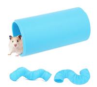 Buachois Hamster Tunnels Retractable Small Animal Play Tunnel Toy for Guinea Pigs Hamsters Hedgehogs Chinchillas Ferrets Expandable Collapsible Plastic Pet Tunnel Interactive (Blue)
