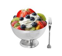 Buachois Ice Cream Cup,1pc Stainless Steel Dessert Bowls,Circular Yogurt Cup for Dessert Bowl, Suitable for Snacks, Grains, Salads, Fruit Pudding (1)