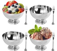Buachois Ice Cream Cup,4Pack Stainless Steel Dessert Bowls,Circular Yogurt Cup for Dessert Bowl, Suitable for Snacks, Grains, Salads, Fruit Pudding (4)