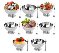 Buachois Ice Cream Cup,8pcs Stainless Steel Dessert Bowls,Circular Yogurt Cup for Dessert Bowl, Suitable for Snacks, Grains, Salads, Fruit Pudding (8)