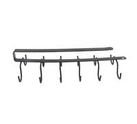 Buachois Kitchen Utensil Holder Hanger Iron Double Row Hook No Drill Utensil Hanger Under Shelf Utensil Rack Spoon Shovel Hanging Shelf Kitchen Restaurant Organizer Hook Cabinet Slide-On Ut (Black)