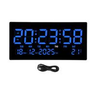 Buachois LED Digital Wall Clock Glow in The Dark Quiet Large Display for Living Room Office