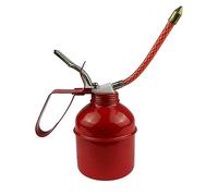 Buachois Oil Can,Manual Iron Oiler Can,Red Metal Lever Style Lubrication Oiling Can with Flexible Spouts,Multipurpose Pump Oil Can for Car Bike Motor and Machines,Fluid Container (270ml)