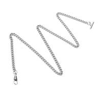 Buachois Pocket Watch Chain,Watch Chains Pocket Watch Chains for Men Retro T-Bar Metal Pocket Watch Accessories Antique Chains 65cm/25.6in Gold Silver Bronze(Silver)