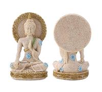 Buachois Praying Buddha Statue,Sitting Resin Feng Shui Sandstone Meditating Buddha Statue Idol Rustic Yoga Sculpture Home Hotel Decoration Ornament Gift