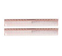 Buachois Stainless Steel Haircut Comb, 2Pcs Professional Dual Toothed Salon Styling Tool with Lightweight Design for Barber Shop Home Hairdressing Essentials (Pink Gold)