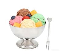Buachois Stainless Steel Ice Cream Cup,Dessert Trifle Ice Cream Bowl with Fork Small Metal Snack Dish for Home Party Food Shop Use Salad Pudding Fruit Salad Appetizer Cocktail