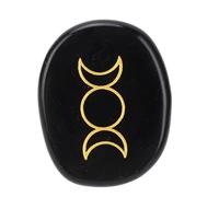 Buachois Thumb Worry Stone,Meditation Crystal Reiki Relax Palm Stone,Carved Pattern Energy Balance Stone for Massage Healing Meditation Time Anxiety Relief (Obsidian)
