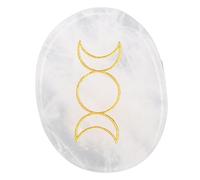 Buachois Thumb Worry Stone,Meditation Crystal Reiki Relax Palm Stone,Carved Pattern Energy Balance Stone for Massage Healing Meditation Time Anxiety Relief (White Crystal)