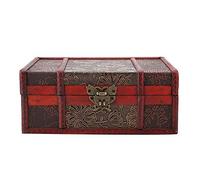 Buachois Vintage Wooden Storage Box Antique Treasure Chest Decorative Jewelry Toy Storage Box Pirate Chest Very Suitable for Organizing a Treasure Hunt with Kids 23 x 16 x 9.8cm(Lotus)