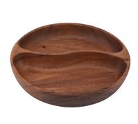 Buachois Wooden Pistachio Snack Bowl, Divided Nut Serving Tray for Pecans Walnuts Sunflower Seeds Almonds Hazelnuts Cherries Candy (Round)