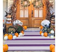 BUAGETUP Purple and White Outdoor Rug 3'x 5' Hand-Woven Cotton Washable Rug Striped Front Porch Rug Machine Washable Indoor/Outdoor Area Rug Floor Mat for Farmhouse/Layered Door Mats/Living Room
