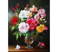 BUANJIAJU Adult Cross Stitch Kit: Colorful Floral Still Life, 11CT Pre-Stamped Embroidery Starter Kit for Beginners and Advanced DIYers, Vibrant Thread Colors - 40x50cm