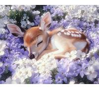 BUANJIAJU Adult Cross Stitch Kit, Flower, Animal, Deer, 11CT Pre-Stamped Embroidery Starter Kit for Beginners and Advanced DIYers, Vibrant Thread Colors - 40x50cm