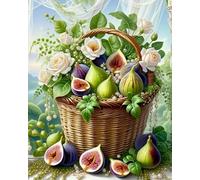 BUANJIAJU Adult Cross Stitch Kit, Flower Basket, 11CT Pre-Stamped Embroidery Starter Kit for Beginners and Advanced DIYers, Vibrant Thread Colors - 40x50cm
