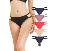 Buankoxy G-string Thongs for Women Sexy String Bikini Panties Cheeky High Cut Hipster Stretch Cute Panty for Ladies 5 Pack(Multicolor,8)