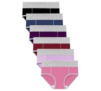 Buankoxy Underwear for Women Cotton Knickers Ladies Mid Rise Briefs Basic Pants 6 Pack(Multicolor-B,12)